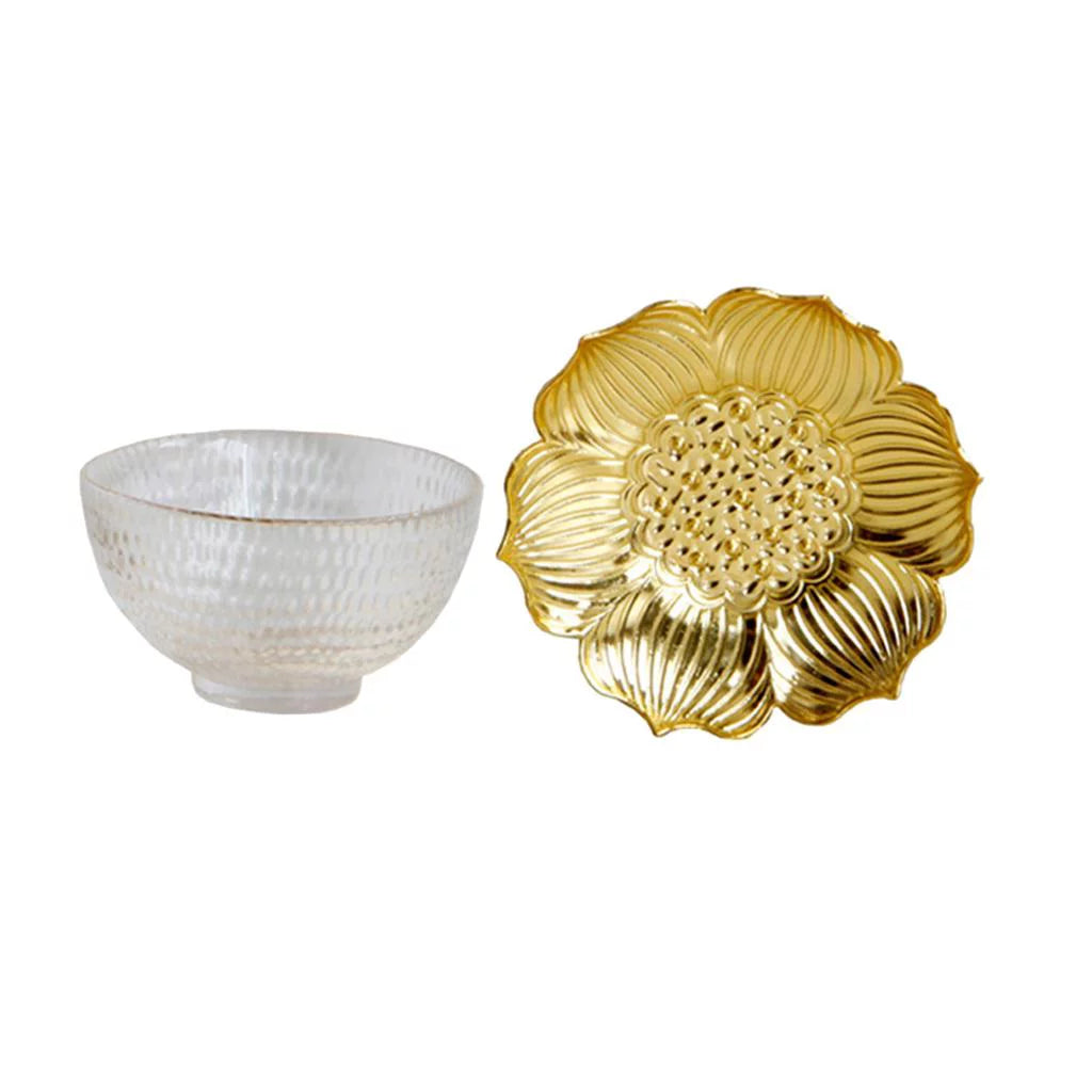 Glass Tea Cup Alloy Saucer Set X57921
