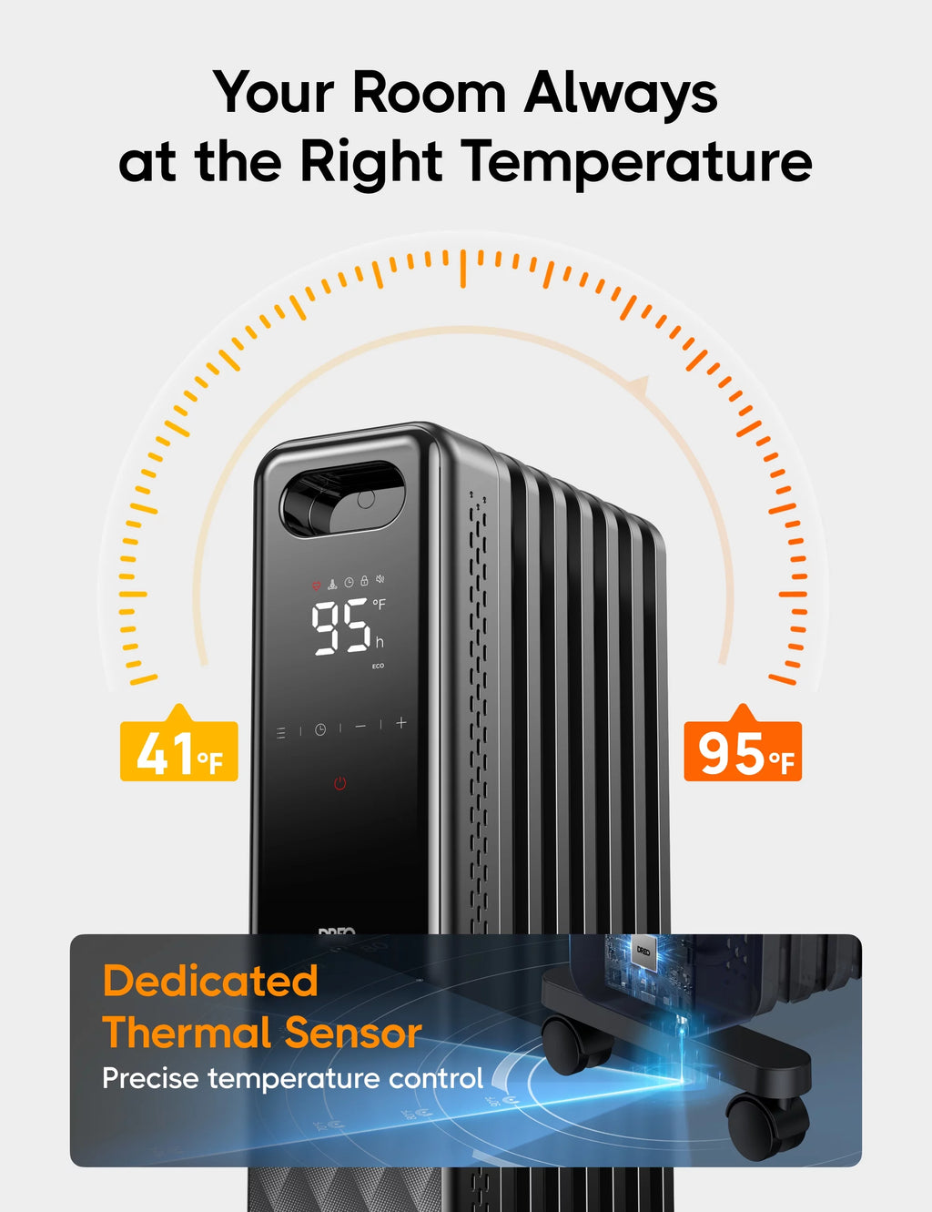 1500W Oil Filled Radiator Heater with Remote L6823