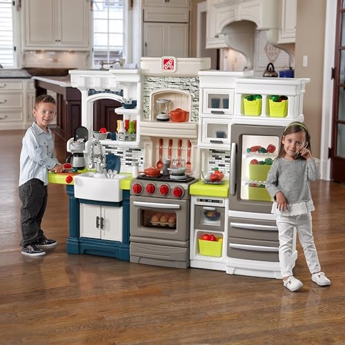 Kids Kitchen Playset with Lights and Sounds, 78 Piece Toy Accessories R6085