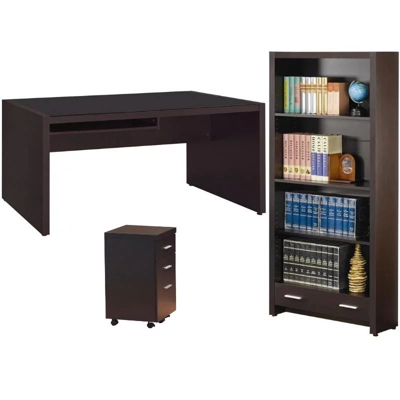 3 Piece Set with Computer Desk File Cabinet Bookcase W4086
