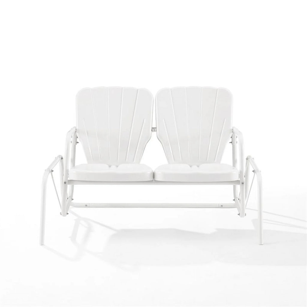 Metal Outdoor Loveseat Glider in White J4537