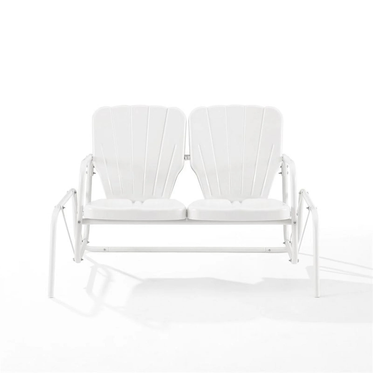 Metal Outdoor Loveseat Glider in White J4537