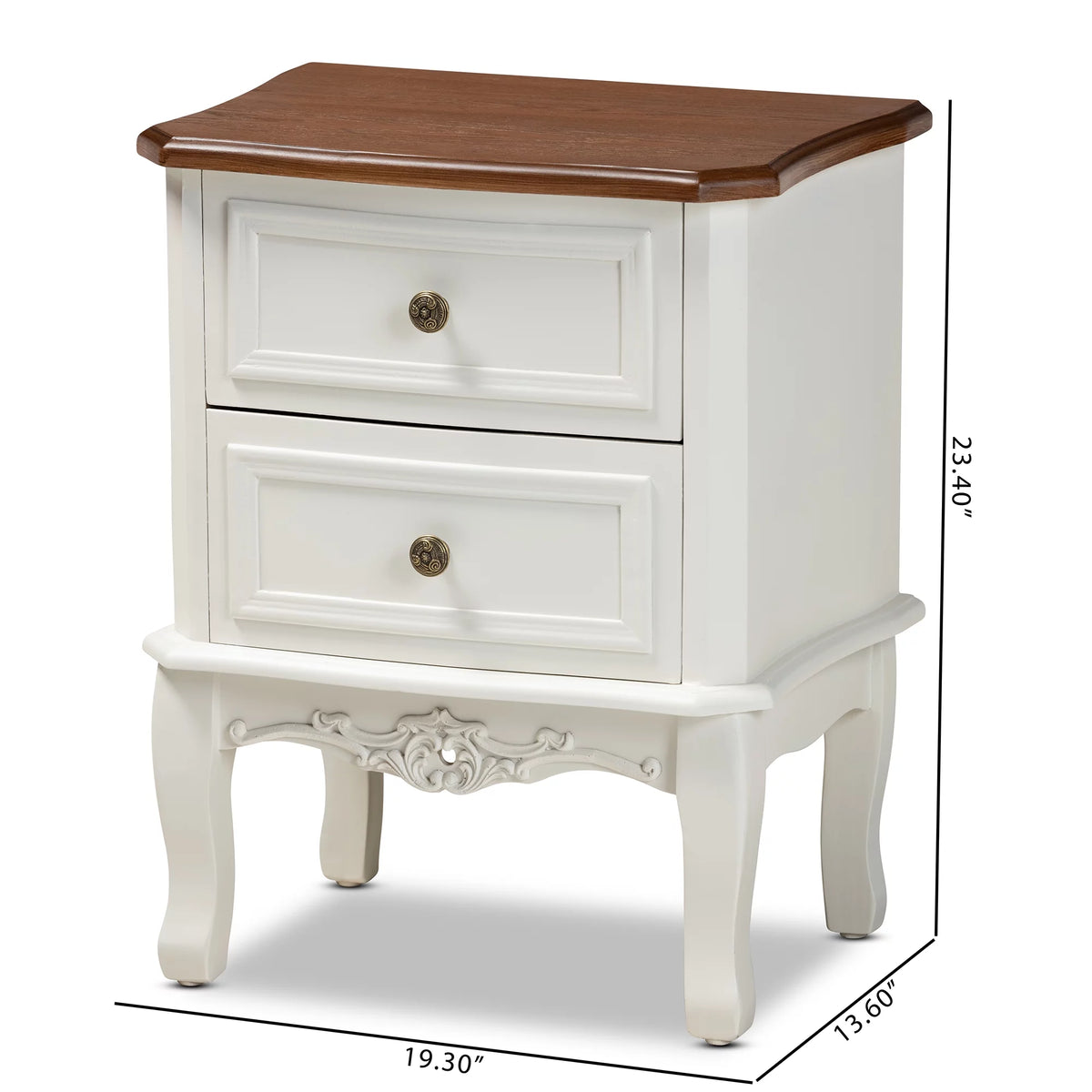 White Cherry Brown Wood 2-Drawer End Table H447