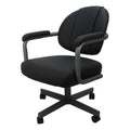 Black Vinyl Swivel Metal Dining Caster Chair Y544