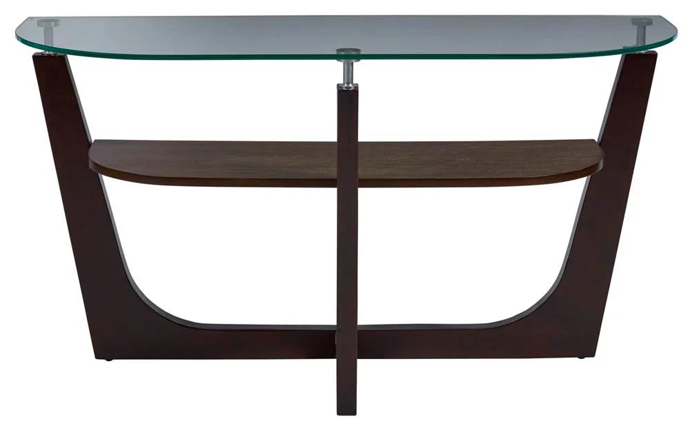 Glass Top Sofa Console Table Espresso Brown I998
