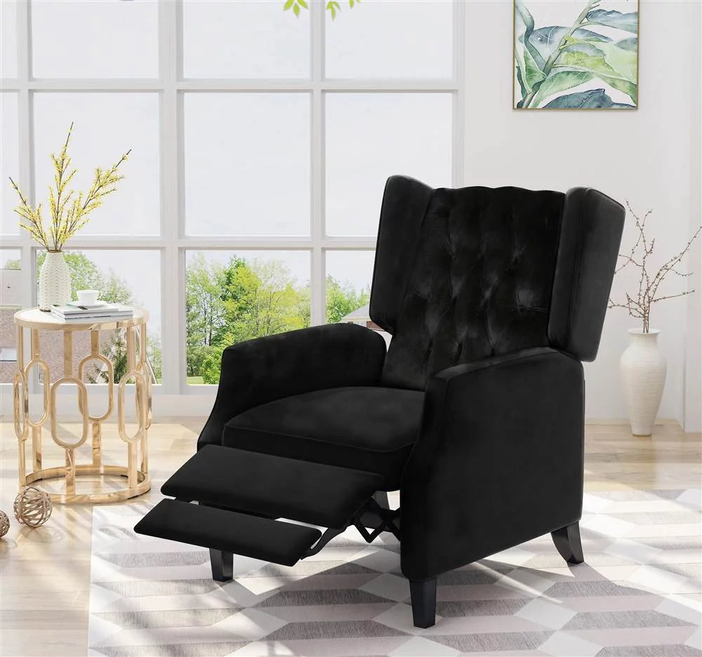 Black and Dark Brown Wingback Recliner C835