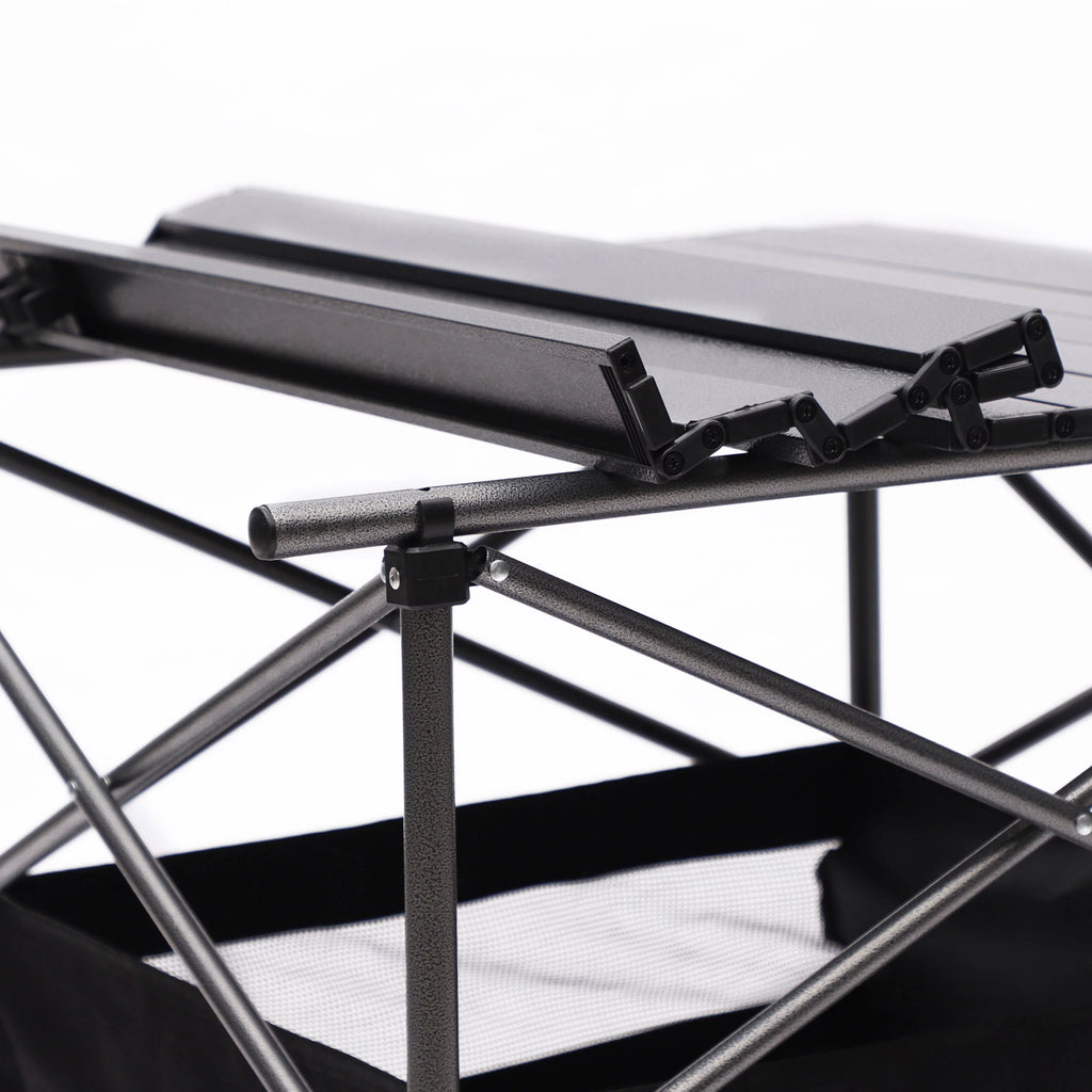 Portable Square Folding Table with Carrying Bag, Roll-up Top, Aluminum Frame, Black W35512