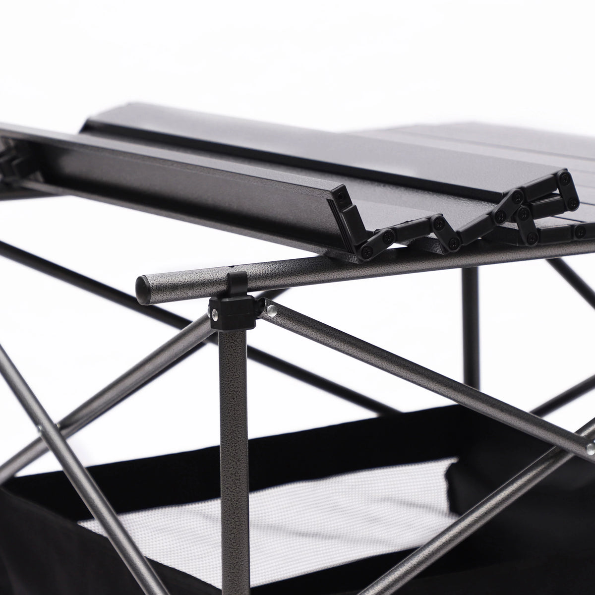 Portable Square Folding Table with Carrying Bag, Roll-up Top, Aluminum Frame, Black W35512