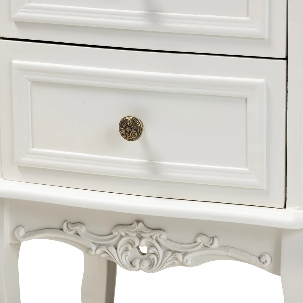 White Cherry Brown Wood 2-Drawer End Table H447