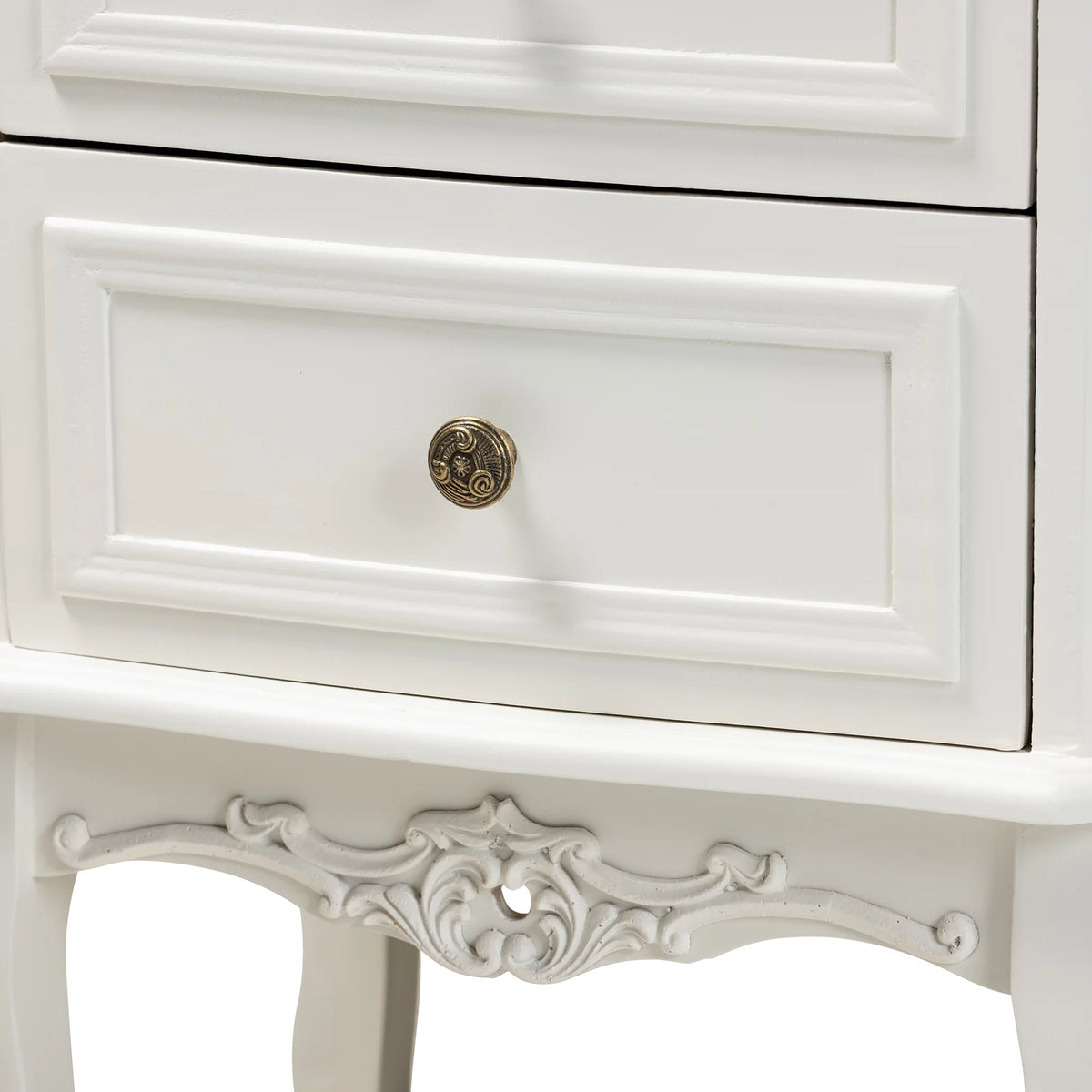 White Cherry Brown Wood 2-Drawer End Table H447