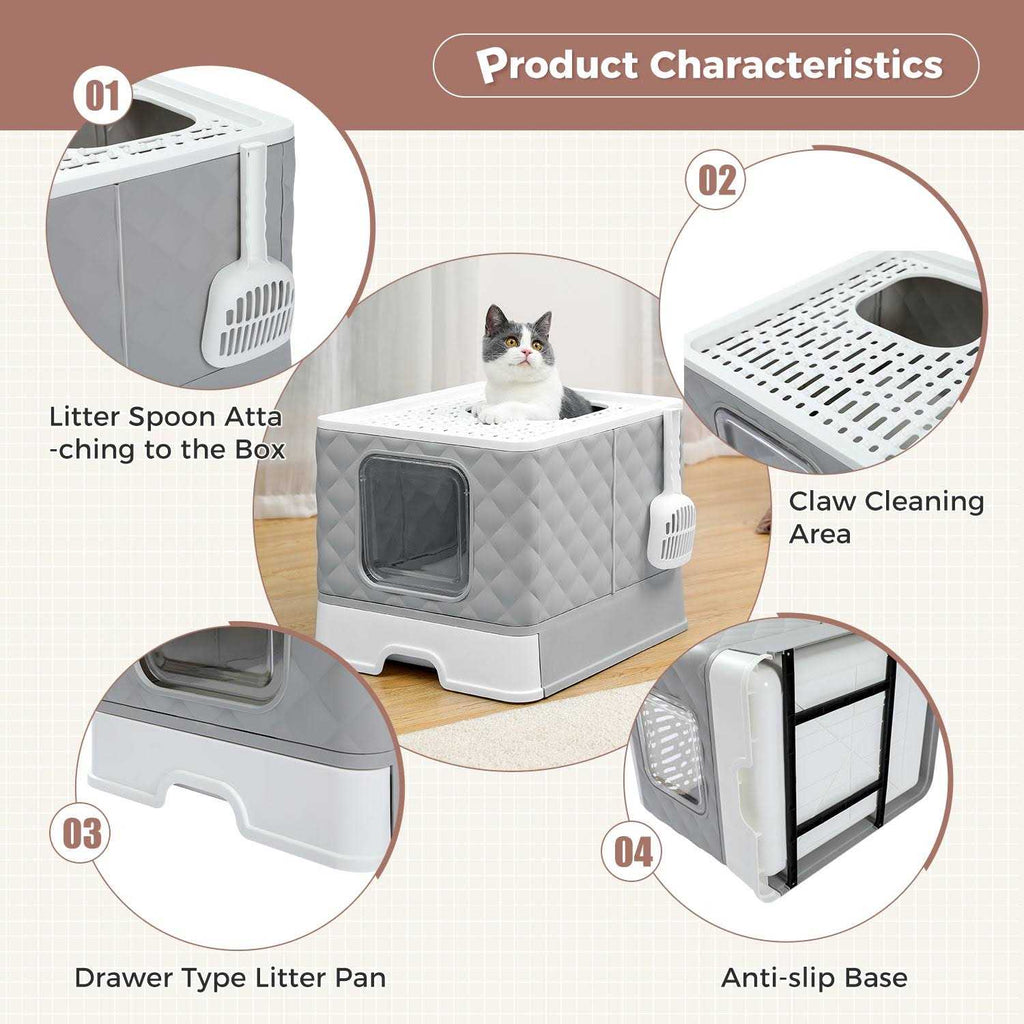 Enclosed 2 Ways Anti-splash Cat Litter Box K89199