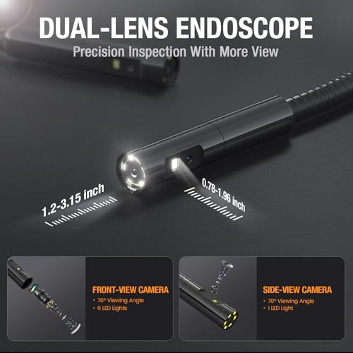 Dual Lens Borescope Camera with Light 1080P Waterproof Flexible Endoscope G1555