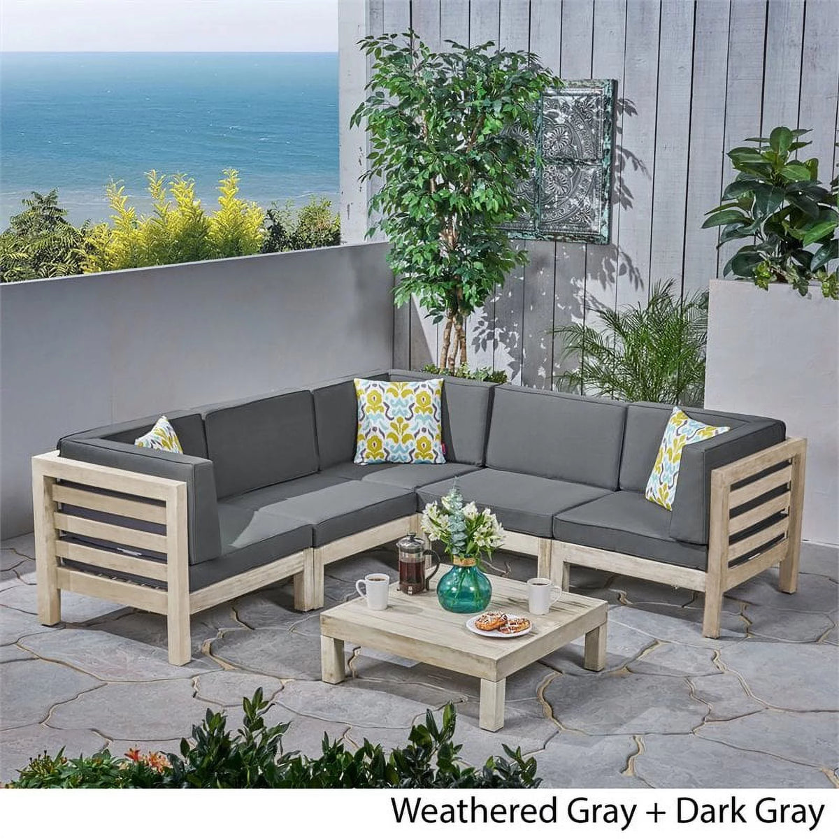 6pc V-Shaped Sectional Sofa Set with Cushion G83050