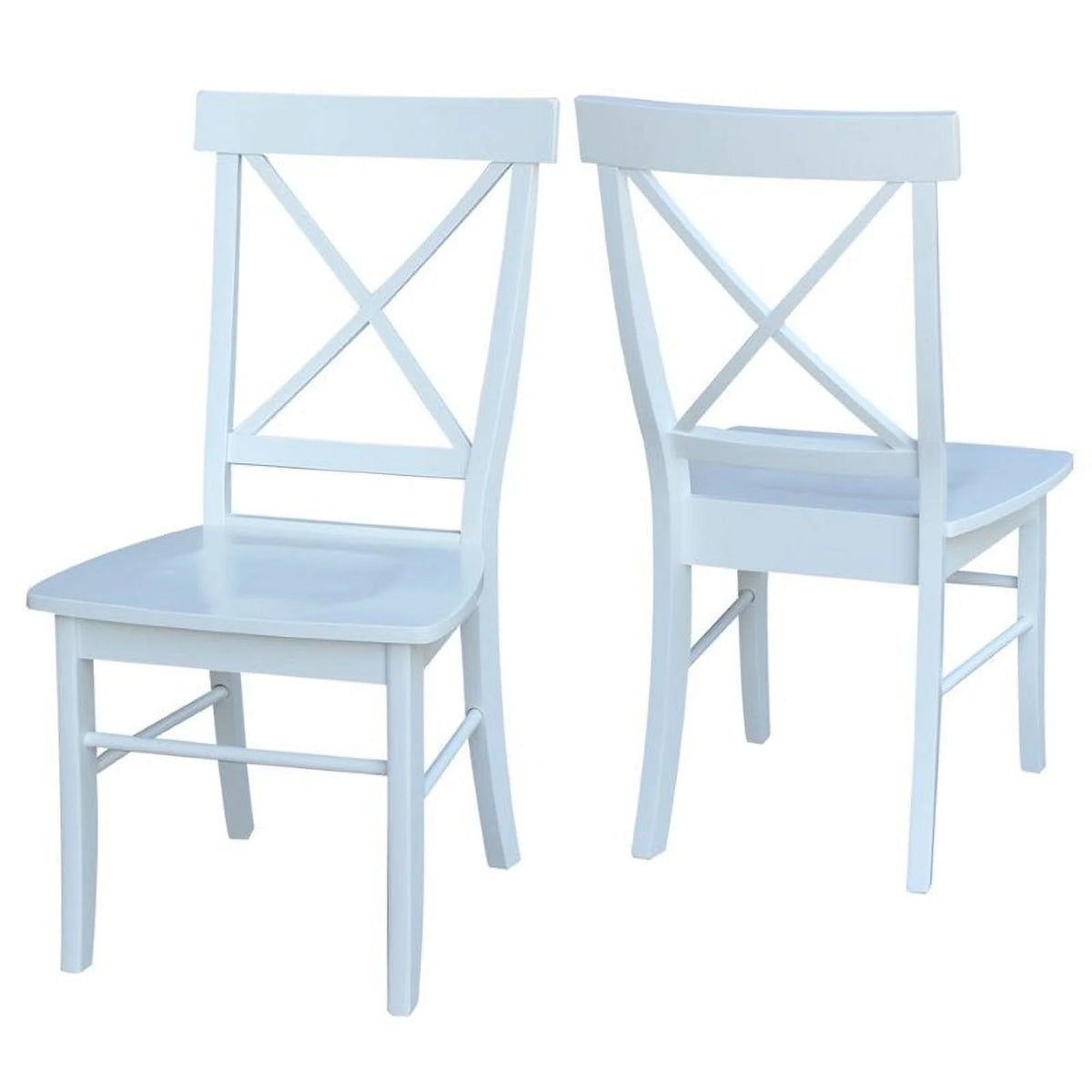 White Wooden X-Back Dining Chair Set of 2 O730037