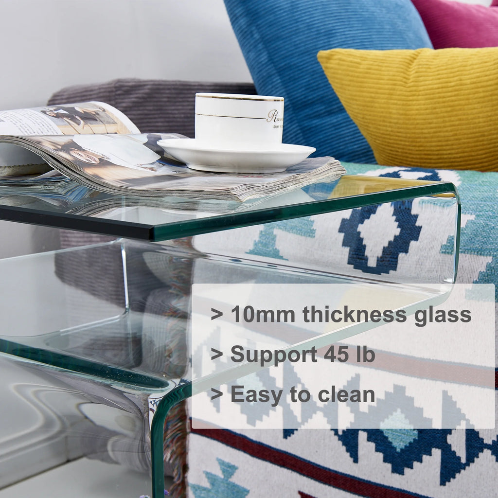 Clear Glass S-Shape End Table L51106