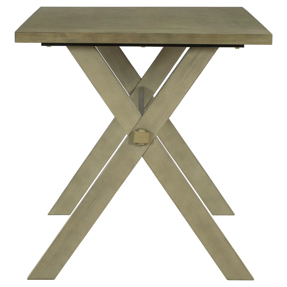 Farmhouse Rustic Wood Dining Table with X-shape Legs, Gray Green N770