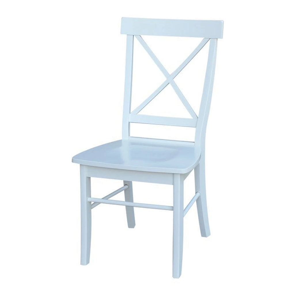 White Wooden X-Back Dining Chair Set of 2 O730037