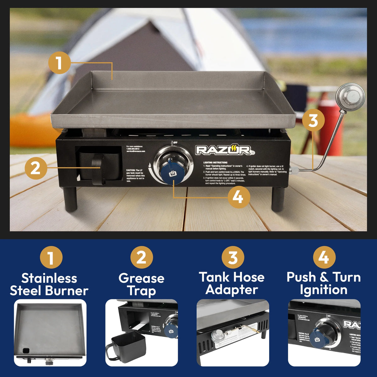 19" Portable 1 Burner LP Propane Gas Grill M908