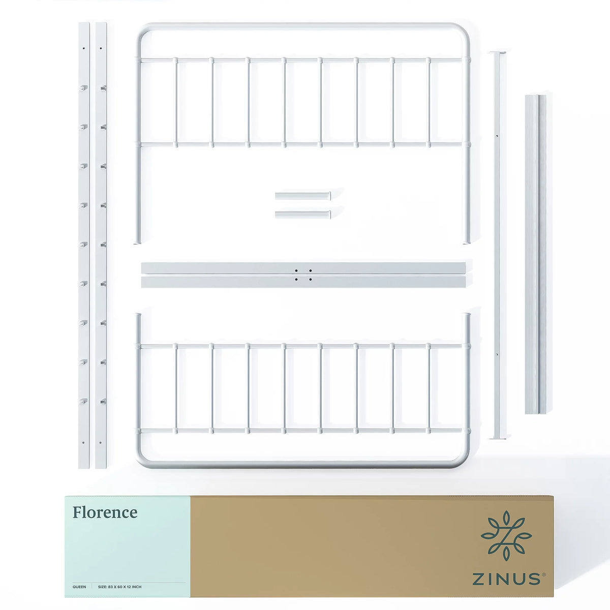 White Full Metal Platform Bed Frame D8257