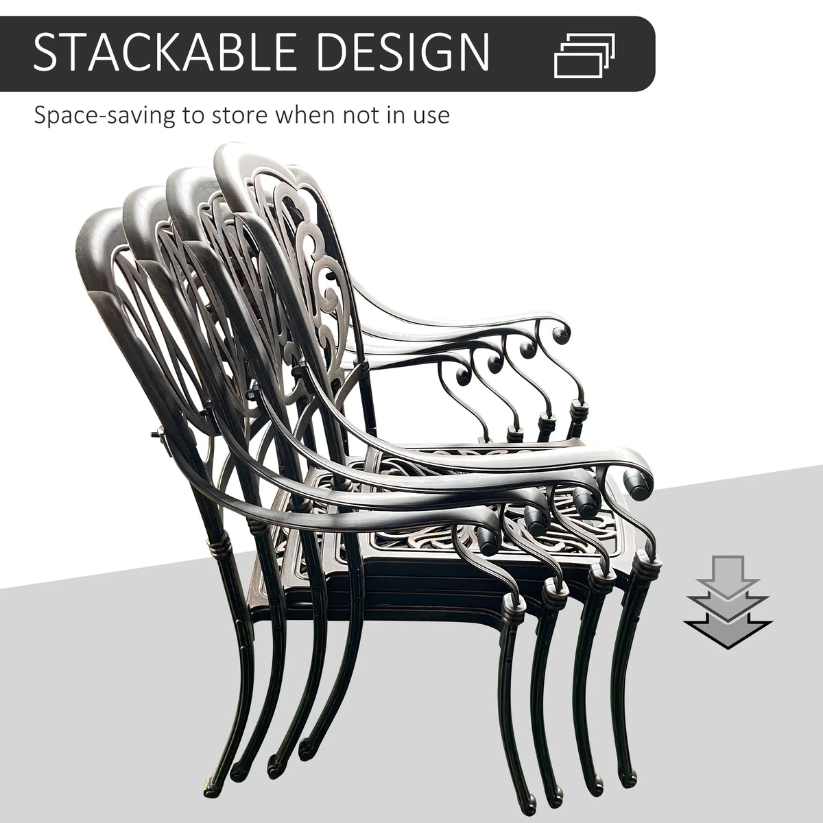 Cast Aluminum Patio Dining Set for 4 G169078