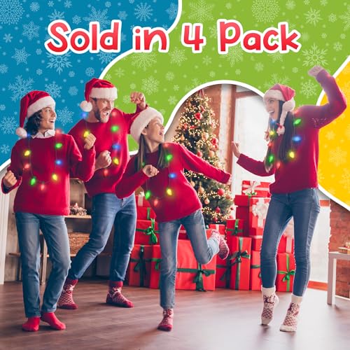 4 Pack LED Light Up Christmas Bulb Necklace I7779