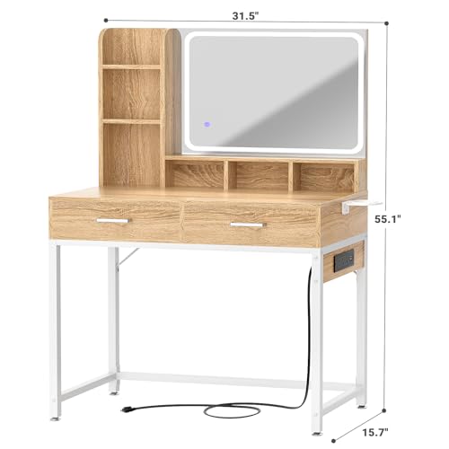 Black Vanity Desk with Mirror and Drawers I804