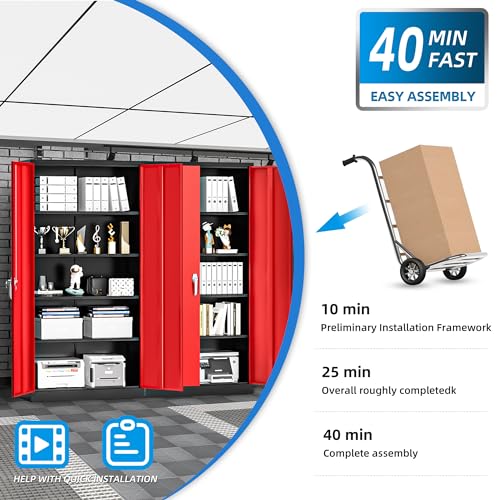 72" Black Steel Storage Cabinet with Lock J2465