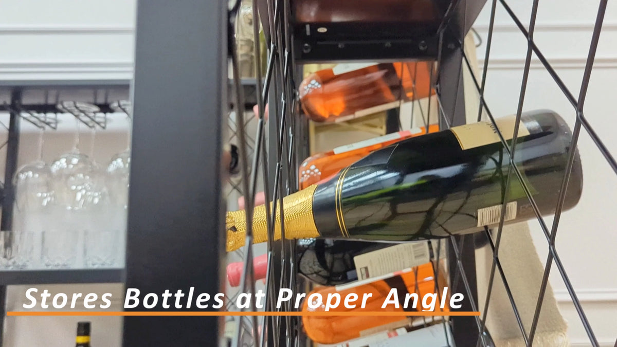 Black 34 Bottle Wine Rack Console I28226