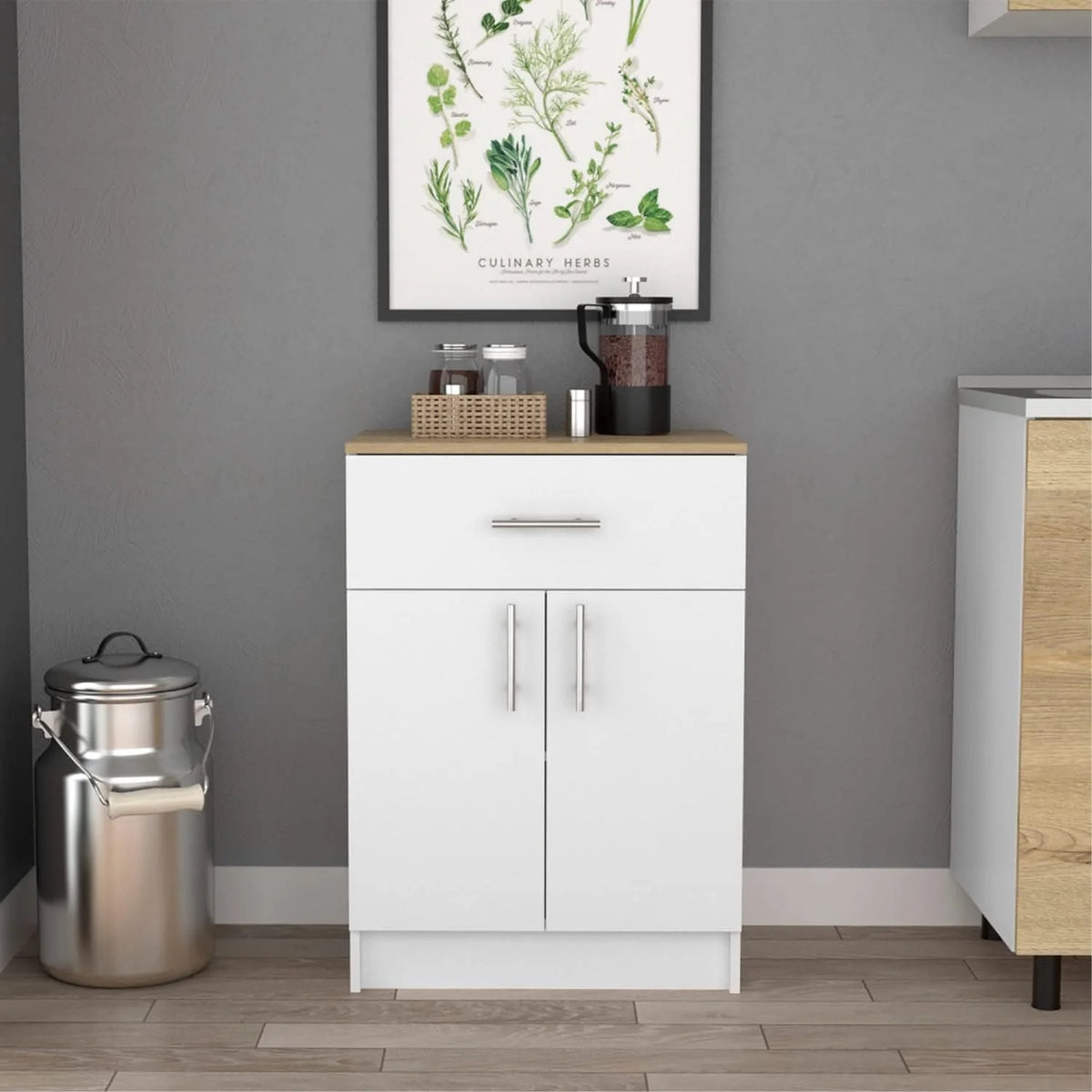 Light Oak White Kitchen Pantry Cabinet S615373