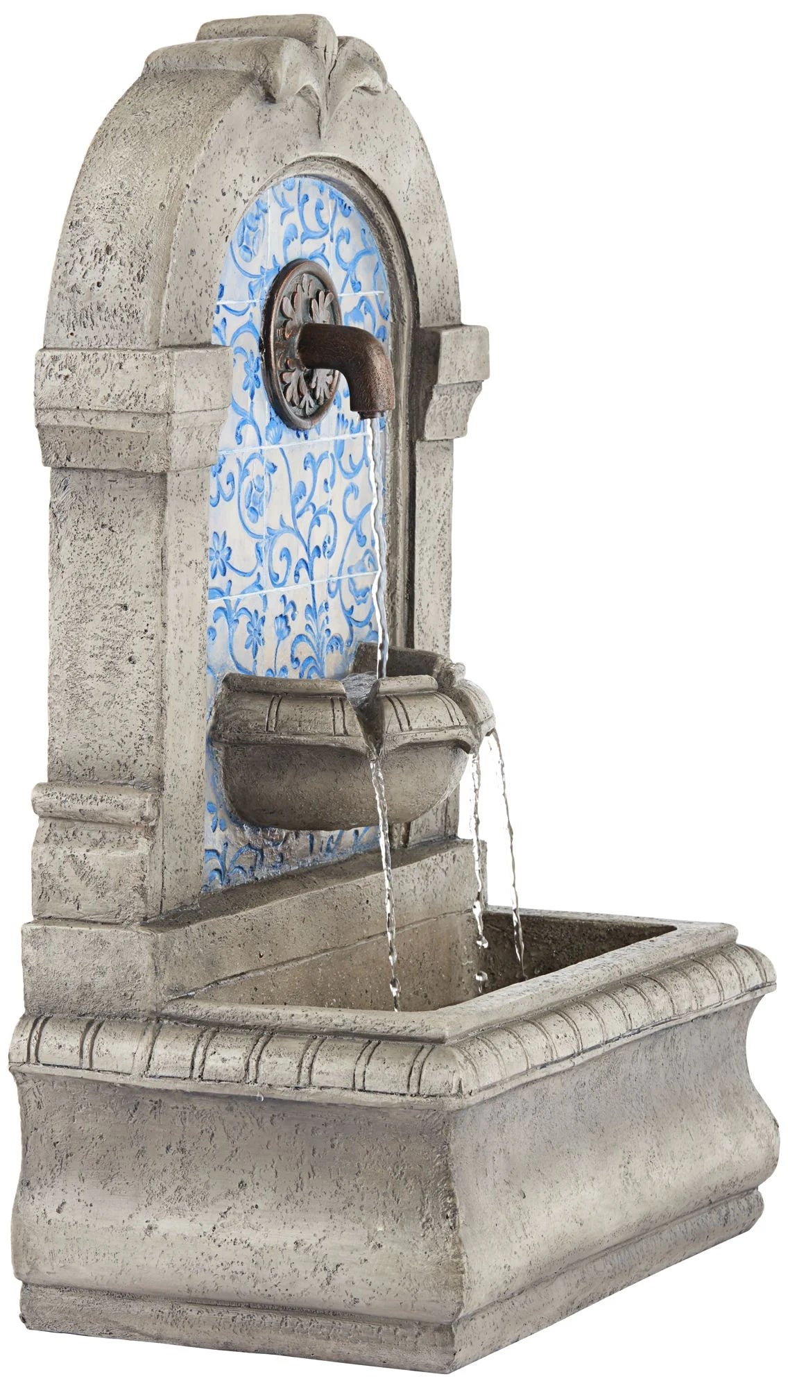 Cascading Spout Bowl Outdoor Wall Water Fountain 30 1/4" U285289