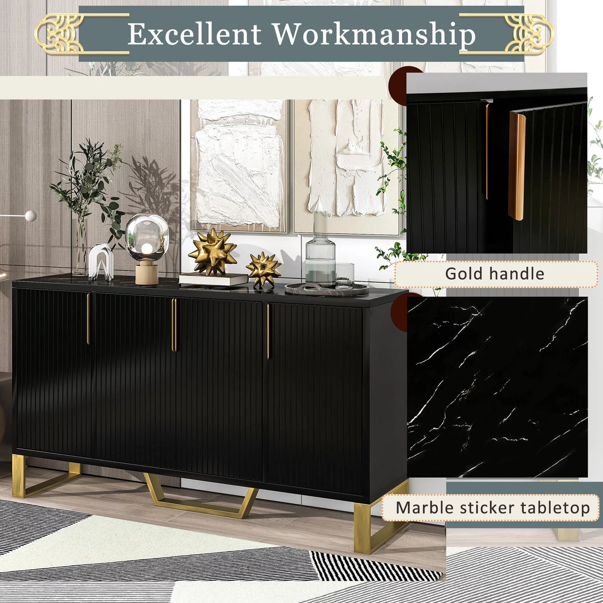 Modern Sideboard with Four Doors and Adjustable Shelves G1024
