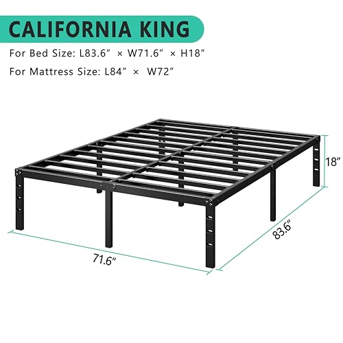 18 Inch Tall Black Metal Platform Twin Size Bed Frame F1262