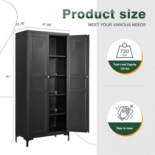 White Storage Cabinet with Doors and Adjustable Shelves M197
