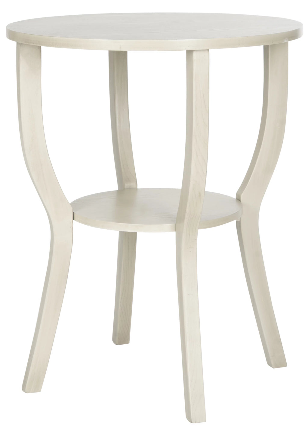Antique White Round Pedestal Accent Table W928