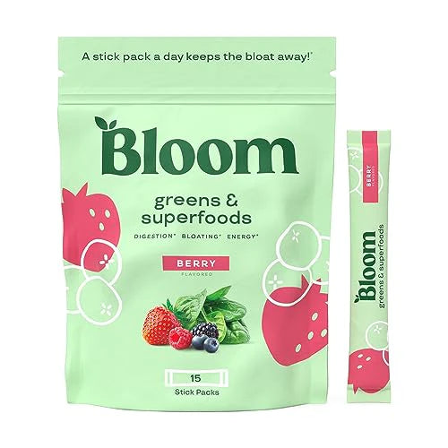 Super Greens Powder Smoothie Mix 15 Stick Packs Probiotics Digestive Enzymes Berry T979639