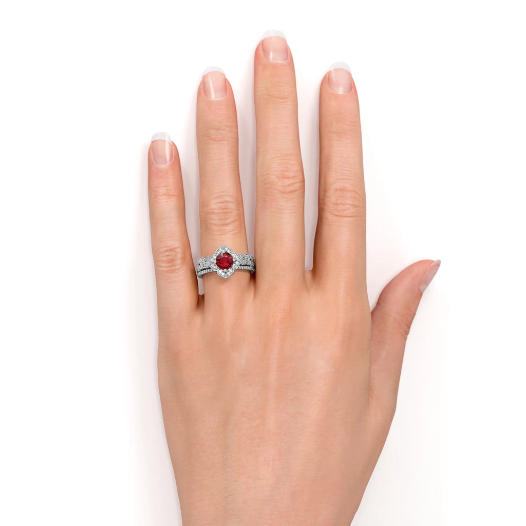 2.25 Carat Round Cut Lab Created Ruby Trio Set S547595