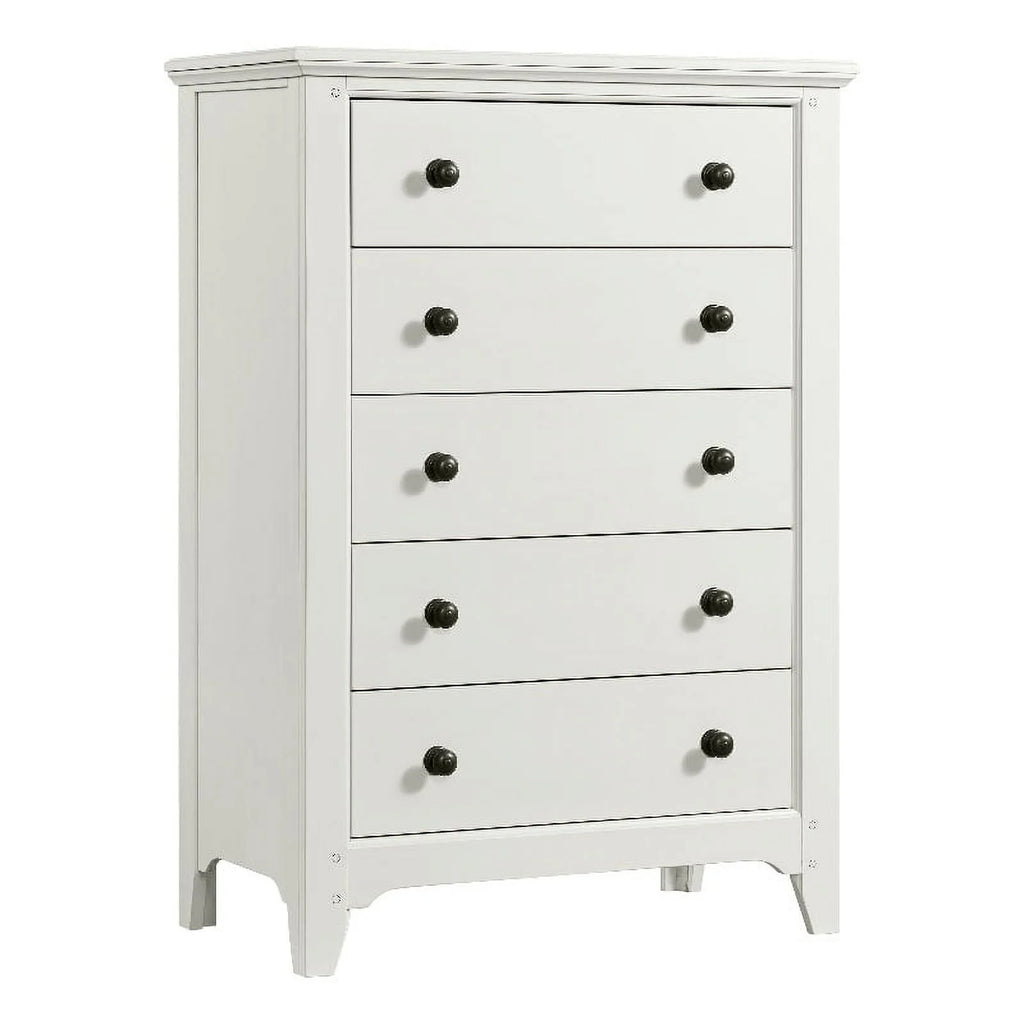 White 5-Drawer Farmhouse Wood Chest L22752