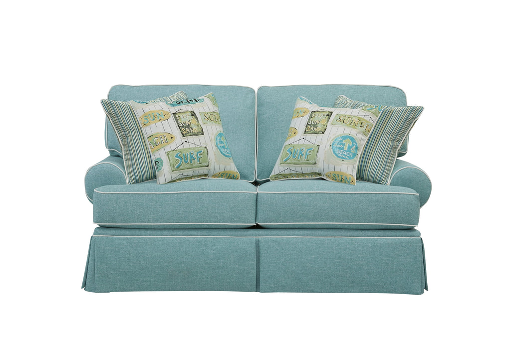Aqua Loveseat with Four Accent Pillows X3499