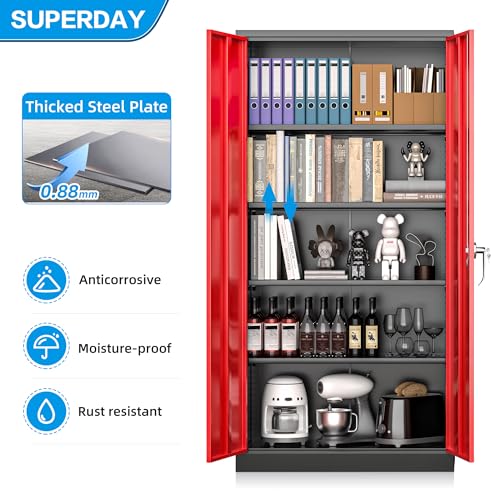 72" Black Steel Storage Cabinet with Lock J2465