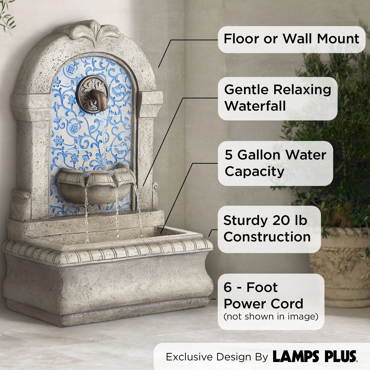 Cascading Spout Bowl Outdoor Wall Water Fountain 30 1/4" U285289