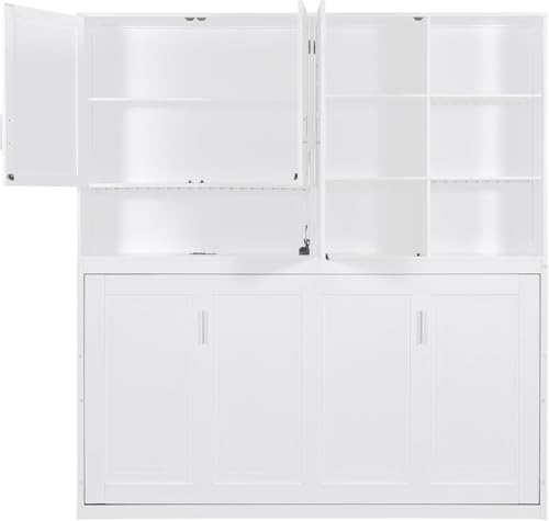 Twin Murphy Bed with Storage Cabinet and Shelves T664