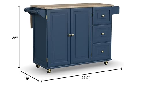 Off-White Mobile Kitchen Island Cart with Drop Leaf Breakfast Bar A722149