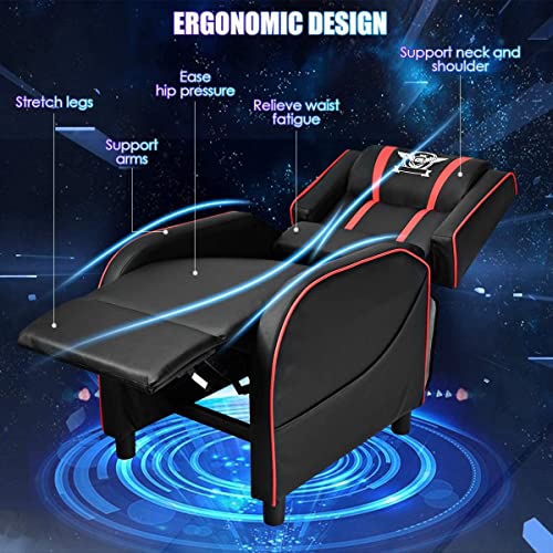 Adjustable Racing Style Massage Recliner Chair with Headrest & Lumbar Pillow W77260