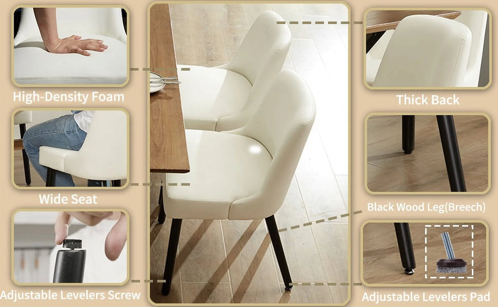 White Upholstered Dining Chair Set of 2 B1539