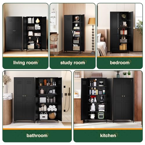 White Storage Cabinet with Doors and Adjustable Shelves M197