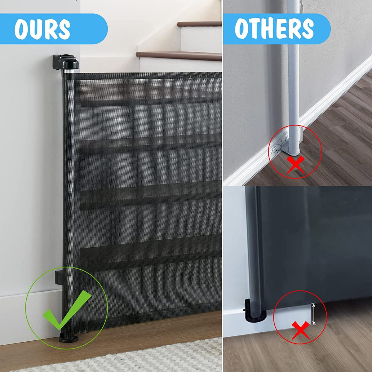 Retractable Baby Safety Gate, Black Mesh Pet Gate F791579
