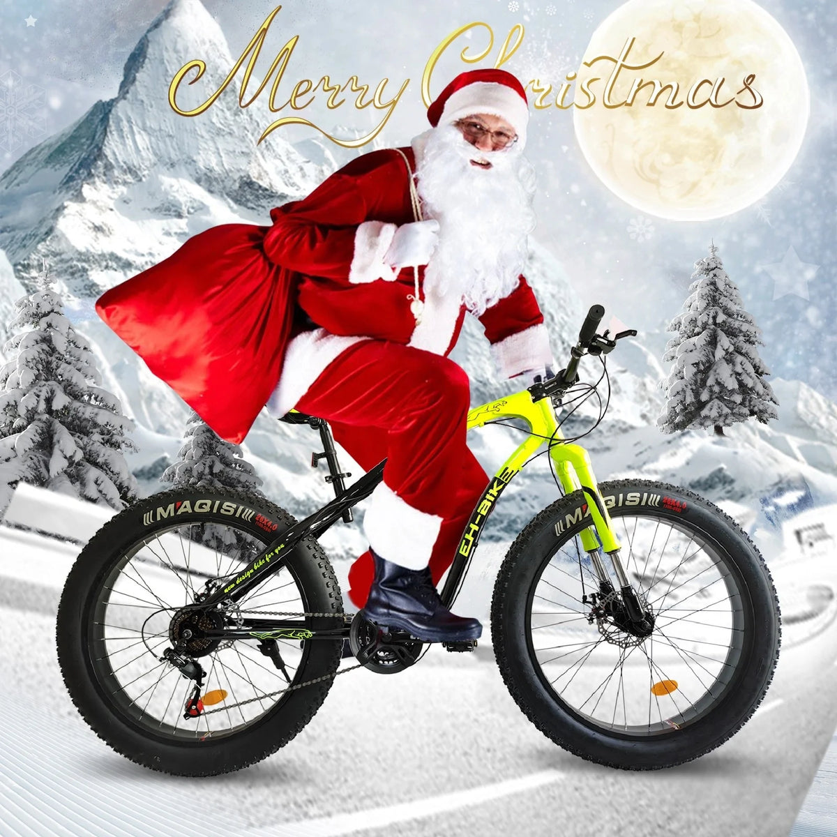 26-Inch Fat Tire Mountain Bike 7-Speed Steel Frame Black G9656
