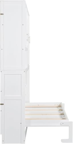 Twin Murphy Bed with Storage Cabinet and Shelves T664