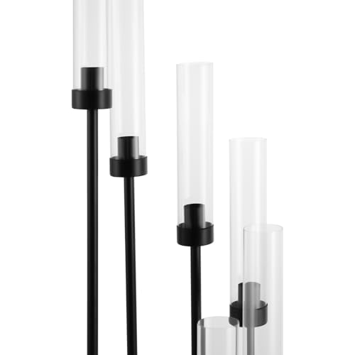 8 Arm Candle Holders Floor Candelabra Metal Candlestick Holder Set with Acrylic Shade 42.13" Tall Black A601730
