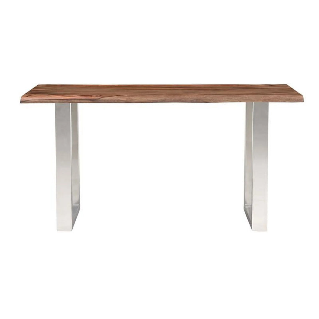 Wood Console Table with Brown Top Chrome Base E452797